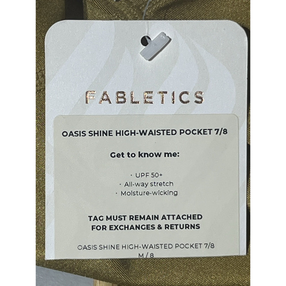 Fabletics Oasis Shine High Waisted Pocket 7/8 Leggings Womens M 8 Gold - Picture 8 of 10